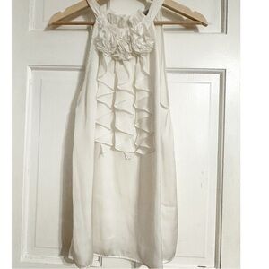 Violet & Claire White Ruffle Haltor Top Short S  L